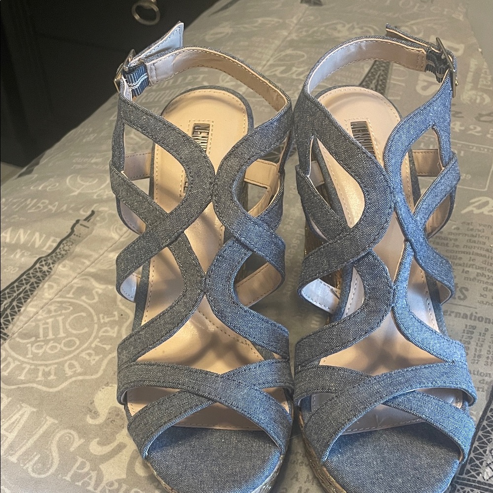 Jennifer Lopez Blue Strappy Sandals, brand new, never worn
